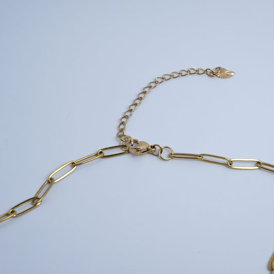 Colar Demi Dourado + Oval + 3 Pendentes