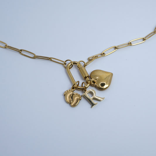 Colar Demi Dourado + Oval + 3 Pendentes