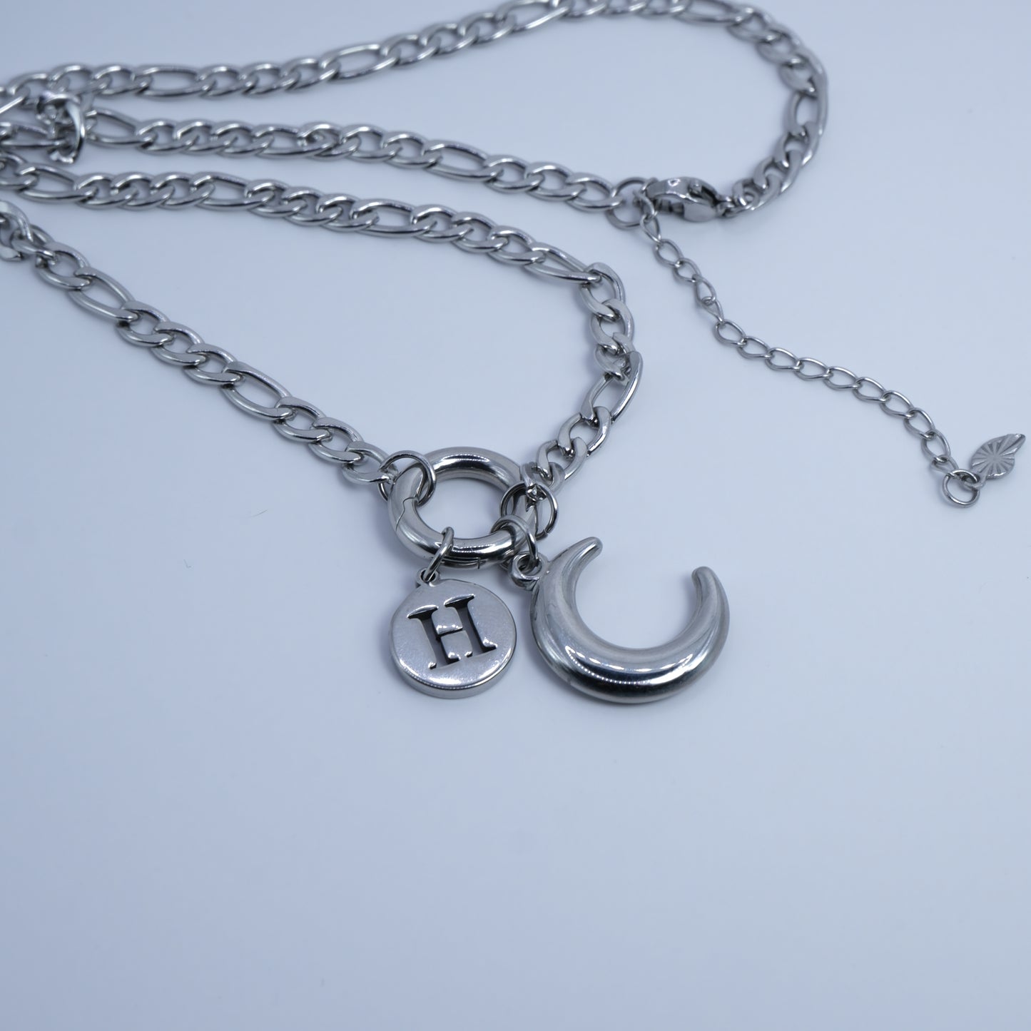 Colar Demi Prateado + Redondo + 2 Pendentes